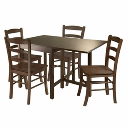 DOBA-BNT Lynden 5pc Dining Table with 4 Ladder Back Chairs - Antique Walnut SA602404